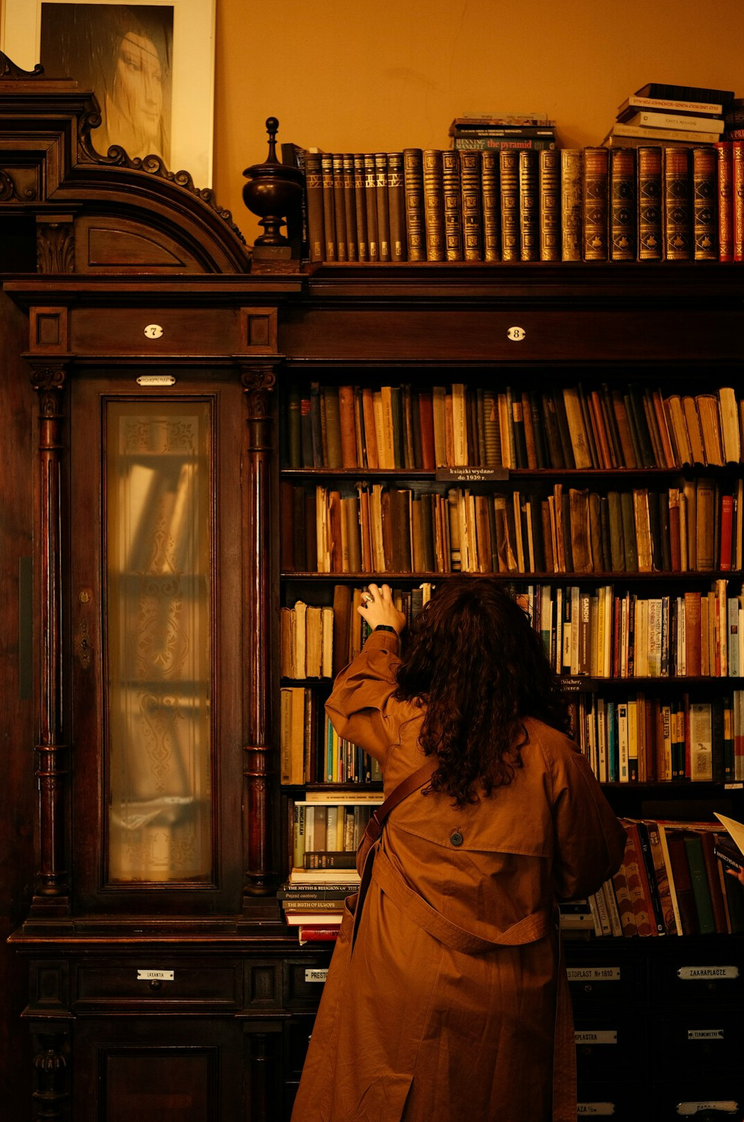Archivist reviewing historical documents in an archive room