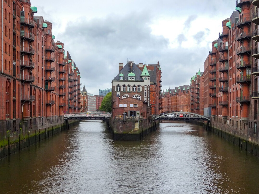 Speicherstadt Hamburg red brick warehouses along a canal