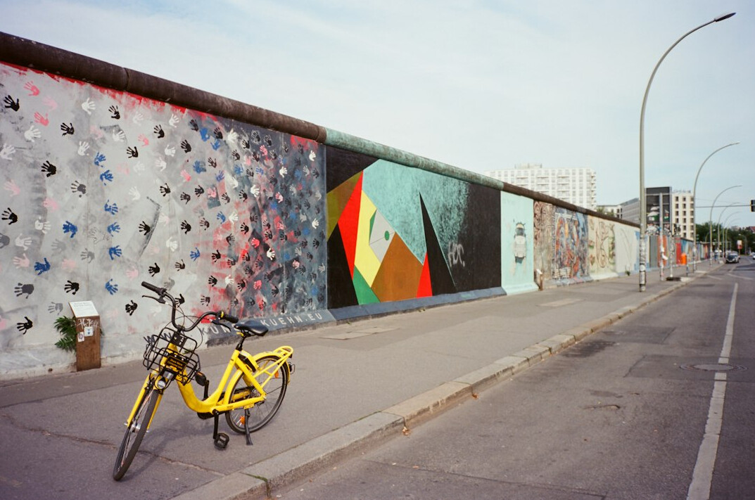 Remaining section of the Berlin Wall with painted murals